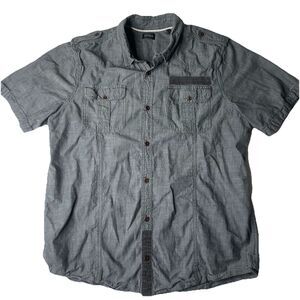 Buffalo David Bitton Short Sleeve Shirt Grey L Casual Button